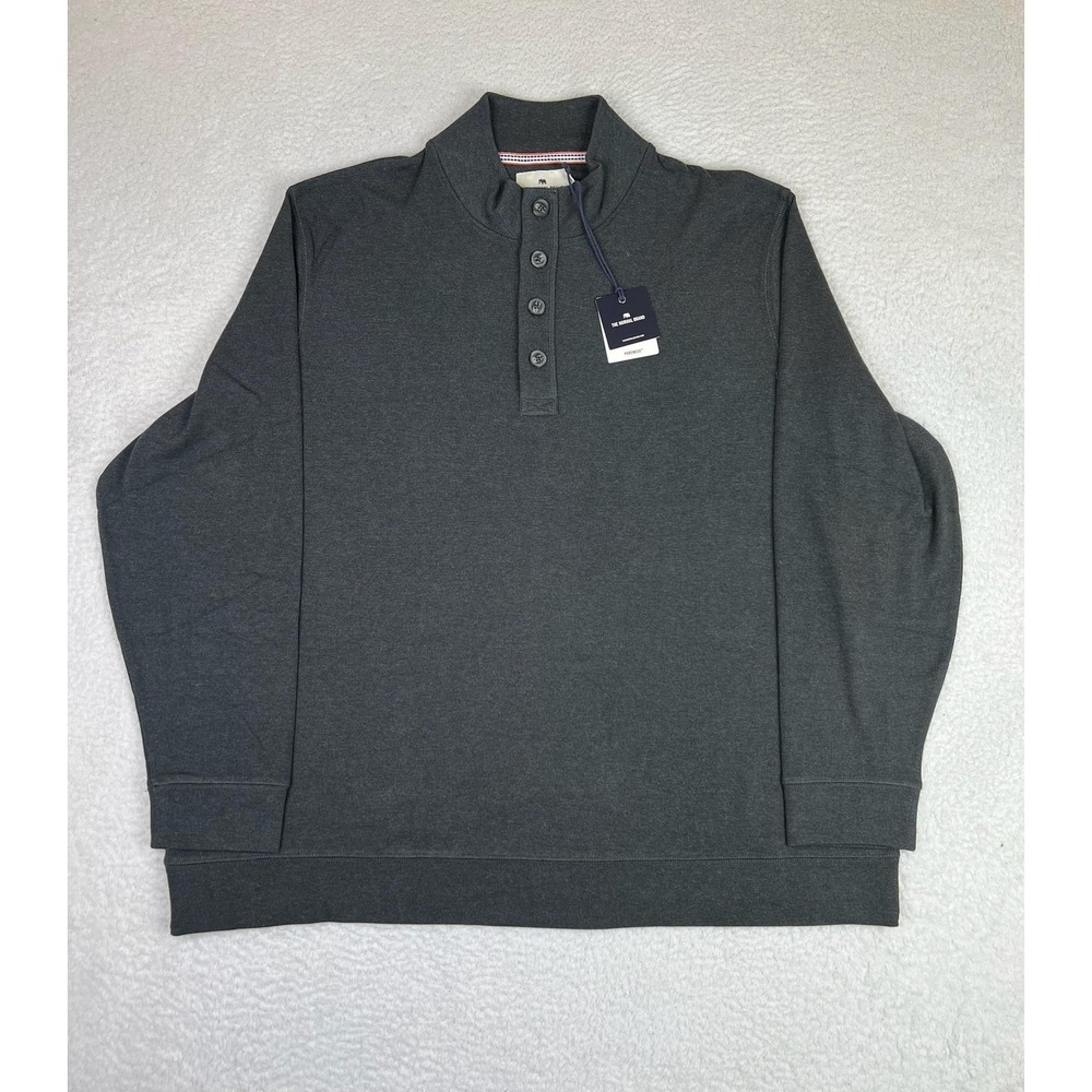 The Normal Brand Sweatshirt Mens 3XL Gray Puremeso Henley Mock‎ Neck Pullover